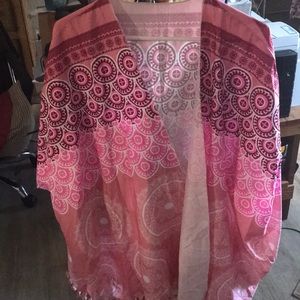 Pink polyester cardigan/cover up